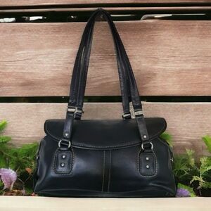 Women’s Bag RELIC Black Vegan Leather Beige Stitching Shoulder Bag Handbag Purse